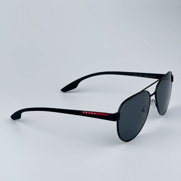 Prada Linea Rossa PS54TS 1AB5Z1 BRAND NEW Sunglasses Black Polarized Grey Pilot - Picture 6 of 11